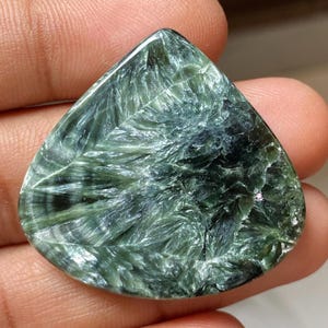 Cabochões de serafinita, pedra preciosa de serafinita, pedra solta, serafinita natural semipreciosa, fabricação de joias de serafinita (48,25 cts, 34 x 37 x 5 mm)