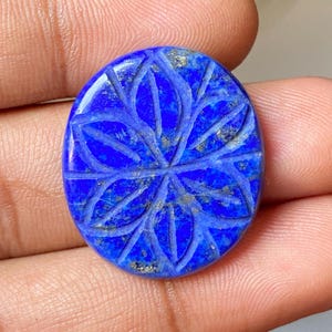 Lapislazzuli naturale intagliato cabochon pietra preziosa sfusa lapislazzuli moghul intagliato pietra preziosa retro piatto per la creazione di gioielli pietra intagliata 27,05 ct