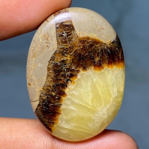 Cabochon poli fait à la main avec des pierres précieuses de septariennes jaunes à 100 %, pierre de septarienne naturelle en vrac pour la fabrication de bijoux. 52,60 Cts 38x27x5 MM
