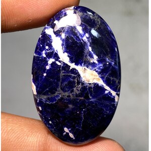 Cabochon de sodalite, pierres précieuses de sodalite naturelles, polies à la main, taille des pierres précieuses en vrac 38 x 24 x 4 mm, utilisation pour la fabrication de bijoux, cadeau pour elle, 44,75 cts
