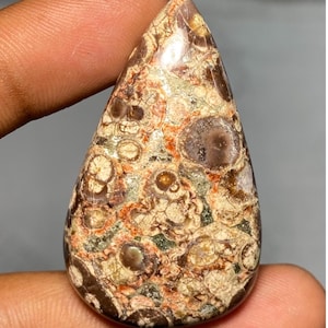 Cabochão de jaspe olho de pássaro com pedra preciosa solta, pera, jaspe AAA, cabochão de jaspe, pingente de jaspe para joias, 67,30 cts