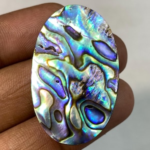 Cabujón de concha de abulón 100 % natural, forma ovalada, piedra preciosa suelta para joyería - Piedra preciosa de concha iridiscente natural, 54 ct., 37 x 24 x 7 mm