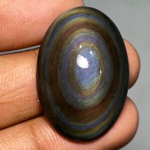 Cabujón de obsidiana semipreciosa de forma ovalada, de primera calidad, 100 % natural, piedra preciosa suelta de obsidiana arcoíris, fabricación de joyas, 31 x 21 x 10 mm, 35 quilates