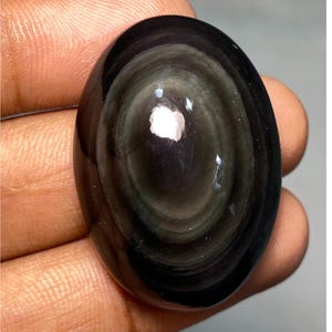 Cabujón de obsidiana arcoíris semipreciosa, forma ovalada, calidad superior, 100 % natural, obsidiana de ojo, piedra preciosa suelta, fabricación de joyas, 35 x 24 x 12 mm, 67 quilates