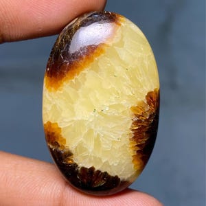 Cabochon de septarienne à bas prix, 100 % pierres gemmes de septarienne jaunes, pierre de septarienne polonaise faite à la main pour la fabrication de bijoux. 71,65 cts 40x26x7 MM