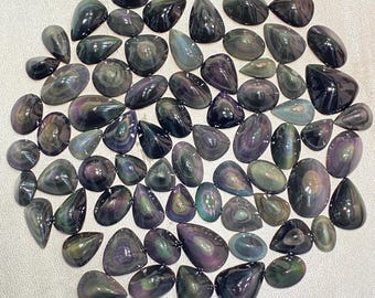 AAA + Regenbogen Obsidian Cabochon, Top Qualität Obsidian Edelstein Halbedelstein Handgemachte Lose Stein Verwenden Herstellung Schmuck - 48.60Cts, 35x25x13mm