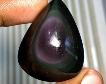 Regenbogen Obsidian Auge Cabochon, beste Qualität Obsidian Edelstein Halbedelstein handgefertigte lose Stein verwenden Herstellung Schmuck - 76Cts, 41x31x12mm