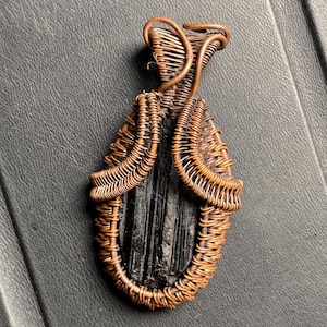 Tourmaline Pendant Copper Wire Wrapped, Top Black Tourmaline Jewelry Loose Gemstone Handmade Stone Pendant Birthstone For Stylish Valentine