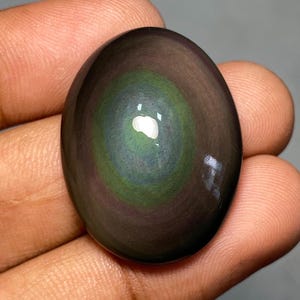 Cabujón de obsidiana arcoíris 100 % natural de alta calidad, forma ovalada semipreciosa, piedra preciosa suelta de ojo de obsidiana, fabricación de joyas, 30 x 23 x 10 mm, 37,60 quilates