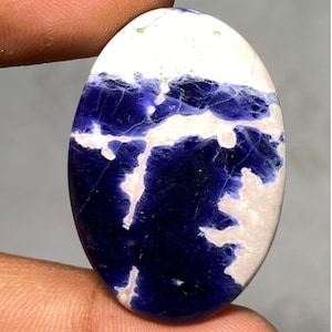 Cabochon de sodalite naturelle, pierres précieuses de sodalite polies à la main, taille des pierres précieuses en vrac 37 x 25 x 5 mm, utilisation pour la fabrication de bijoux, cadeau pour elle, 35,55 cts