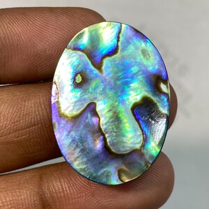 Cabujón de concha de abulón: piedra preciosa de concha iridiscente natural, abulón natural pulido ovalado para hacer joyas, piedra oceánica única 37,50 cts.