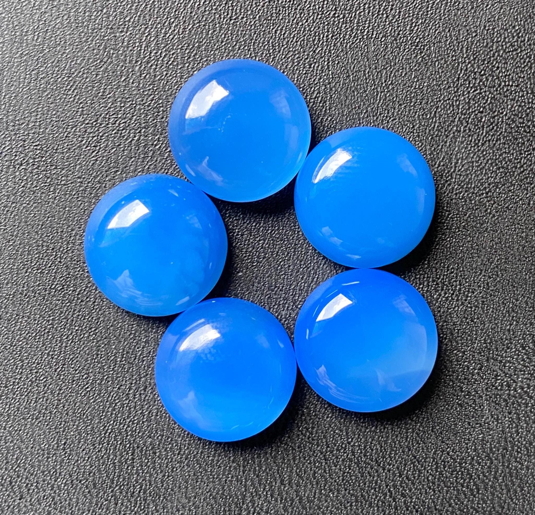 100% Natural Blue Onyx Round Shape Cabochon Flat Back Calibrated
