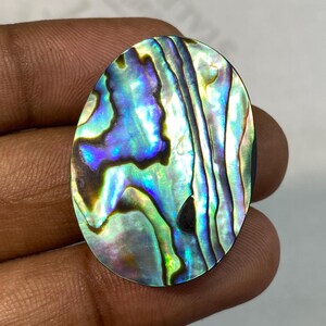 Cabujón de concha de abulón natural de primera calidad, forma ovalada, piedra preciosa suelta para joyería - Piedra preciosa de concha iridiscente, 39,35 ct., 32 x 25 x 5 mm