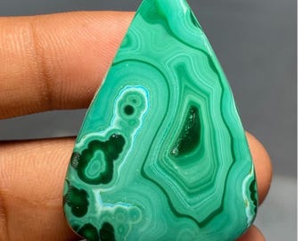 Green Malachite Cabochon, Loose Natural Gemstone, Natural Malachite For Jewelry Making Macramé Pendant, Weight -58.70 CT , Size - 42x30x5 MM