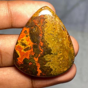 Marokkanischer Nahtachat Cabochon, natürlicher Nahtachat Edelstein zur Herstellung von Schmuck, Anhängerstein, loser Stein, Nahtachat Kristallbirne, 63.30 Cts