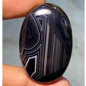 Cabochons d'agate noire 100 % naturelle, pierres précieuses en vrac faites à la main avec de bonnes sensations, 84,25 cts (40 x 24 x 4 mm)