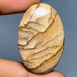 Natural Landscape Jasper Cabochon Grade AAA Genuine Picture Jasper, Loose designer picture jasper Oval gemstone size 42x28x6 mm 60.65 Carat