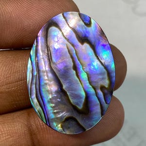 Cabujón de concha de abulón, piedra preciosa suelta ovalada para joyería. Piedra preciosa de concha iridiscente de primera calidad, 36,40 ct., 31 x 22 x 6 mm.