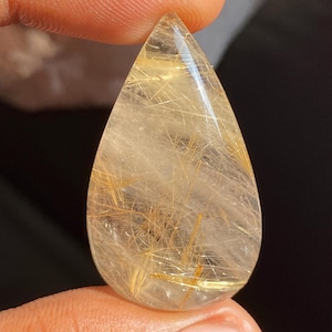 Cabochão de rutilo dourado natural com preço acessível, pedra preciosa solta de quartzo, com parte traseira plana para fabricação de joias, pedra de rutilo 48,50 cts