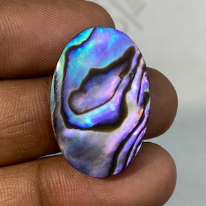 Cabujón ovalado de concha de abulón 100 % natural, piedra preciosa suelta para joyería, 24,25 ct., 27 x 17 x 6 mm, piedra preciosa de concha iridiscente natural.