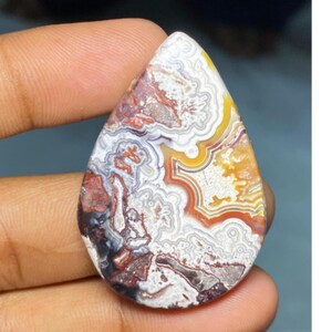 Einzigartige Bestnote Qualität 100% natürliche Crazy Lace Achat Birnenform Cabochon Lose Edelstein für die Herstellung von Schmuck 59.60 Ct. 43x29x6mm