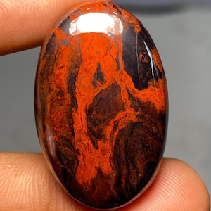 Cabochon de pierre précieuse jaspilite 46 cts, cabochon jaspilite de forme ovale, pierre précieuse jaspilite en vrac pour la fabrication de bijoux - 31 x 20 x 6 mm
