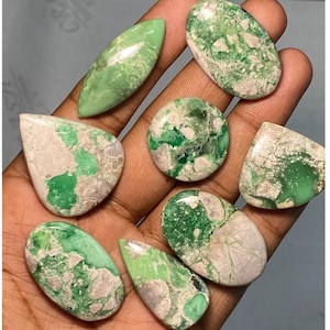 Lot de 8 pierres précieuses variscite, cabochon variscite australien ovale vert variscite, fabrication de pierres précieuses faites main pour bijoux. 242.30Cts