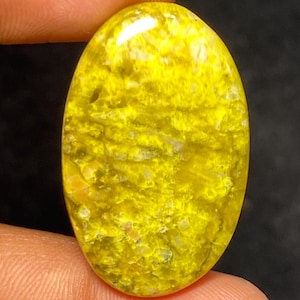 Green Opal Cabochon Loose Stone- 36x22x5 mm Oval Shape handmade pendant natural Madagascar green gemstone necklace Rings Macramé 37.45 Carat