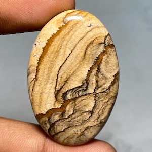 Natural Landscape Jasper Cabochon Grade AAA Genuine Picture Jasper, Loose designer picture jasper Oval gemstone size 43x28x6 mm 55.55 Carat