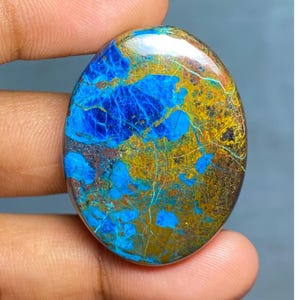 Raro! Cabochão de Shattuckita, pedra solta, pedra preciosa Shattuckita azul natural para fabricação de joias, pingente de macramê, 73,20 cts, 38 x 29 x 6 mm
