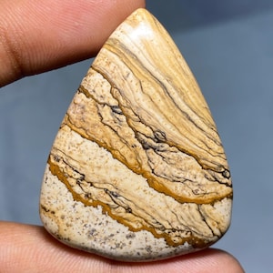 Natural Landscape Jasper Cabochon Grade AAA Genuine Picture Jasper, Loose designer picture jasper Pear gemstone size 45x24x5 mm 61.55 Carat