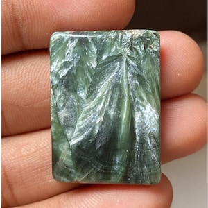 Excelente pedra preciosa natural serafinita cabochão serafinita pedra semipreciosa solta para uso Pingente de prata, preço baixo (30x22x5mm 41 Cts)
