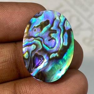Cabujón de concha de abulón natural de primera calidad, forma ovalada, piedra preciosa suelta para joyería - Piedra preciosa de concha iridiscente, 22,65 ct., 25 x 17 x 6 mm