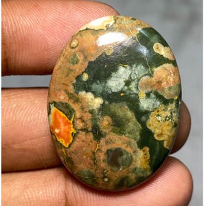 Incroyable !! Cabochon de rhyolite naturel fait main, pierre précieuse de jaspe de la forêt tropicale en pierre lâche pour la fabrication de bijoux. 46,90 carats 32x23x5 mm