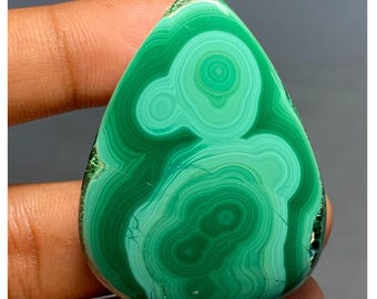 Green Malachite Cabochon, Loose Natural Gemstone, Natural Malachite For Jewelry Making Macramé Pendant, Weight -100.50CT , Size - 46x35x6 MM