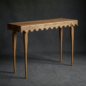 Console en bois recyclé festonné - Table d'entrée à bord ondulé