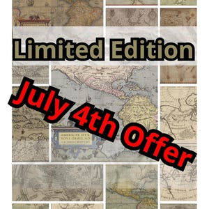 4th of July Vintage Maps | 16th Century Antique Digital Prints | Patriotic Wall Art Download for History Lovers