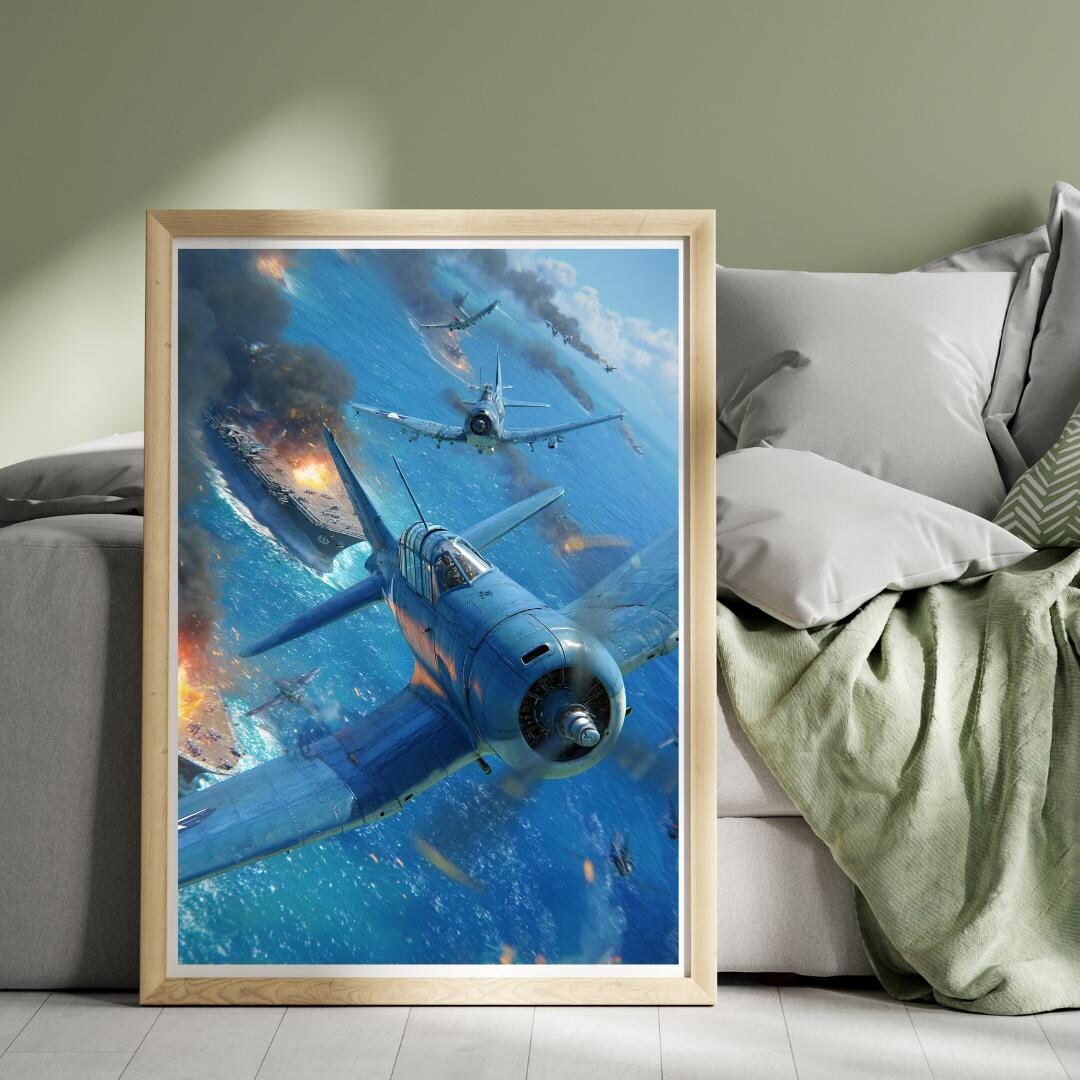Battle of Midway 1942 Poster – WWII Pacific Theater Wall Art, Aircraft ...