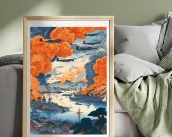Pearl Harbor WWII Poster – 1941 Attack Vintage War Art Print, Military History Wall Decor, World War 2 Artwork, Veteran Gift, Pacific