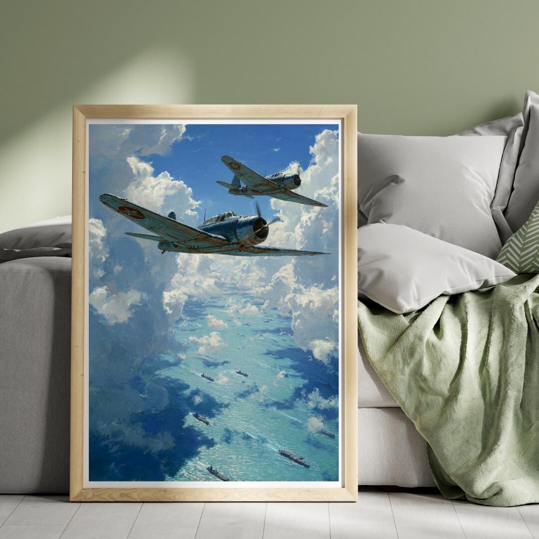 Battle of Midway 1942 Poster – WWII Pacific Theater Wall Art, Aircraft ...