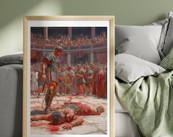剣闘士の戦いのポスター コロッセオの壁掛けアート ローマ史のプリント 古代ローマの壁画 歴史ポスター GCSE Aレベル