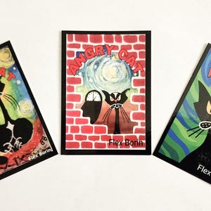 ANGRY CAT - Carte da collezione artistiche rare, edizione limitata, confezione da 3