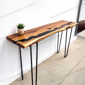 Consola estrecha negra: mesa de entrada moderna de estilo Art Déco
