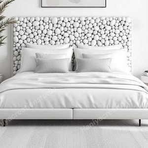 Luxury White Resin & Wood Bed Headboard – Modern Artistic Bedroom Accent,  Handmade Designer Bedroom Décor, Designer Bedroom Statement.