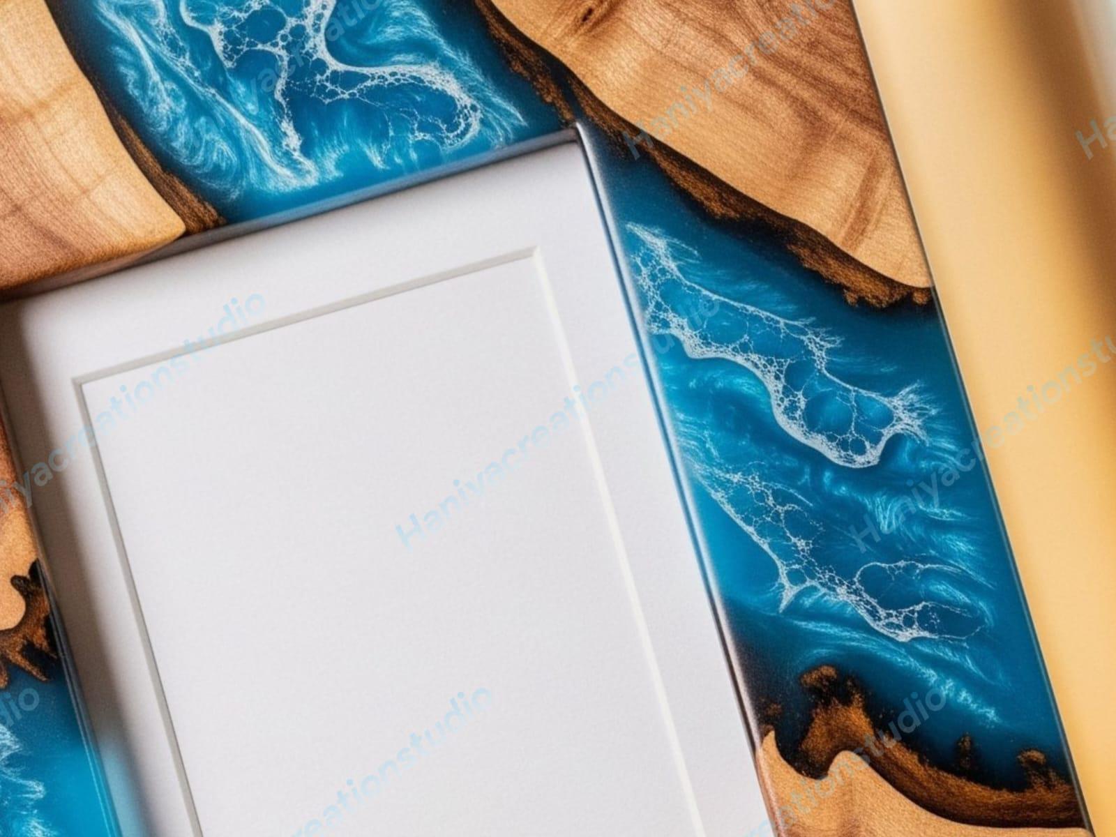Handmade Ocean Wave Resin & Wood Picture Frame Coastal Wall Décor