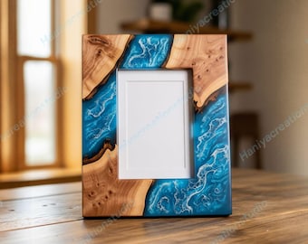 Handmade Ocean Wave Resin & Wood Picture Frame Coastal Wall Décor