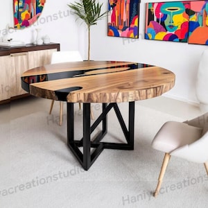 Handmade Epoxy Resin Coffee Table: Natural Wood Live Edge Sofa Table
