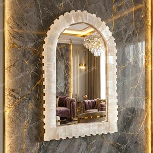 Handmade Selenite Mirror – Natural Stone Wall Hanging – Custom Vanity Mirror