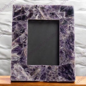 Luxury Amethyst Crystal Frame – Artisan-Made Gemstone Decor for Modern Spaces, Purple Photo Frame, Agate Stone Picture Frame.