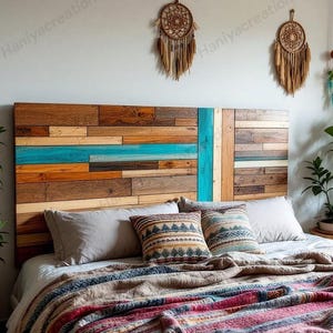 Luxury Teal Blue  Epoxy Live Edge Bed Headboard,Handmade Artistic Bedroom Décor, Stylish Bedroom Statement, Live Edge Wood Bed Headboard